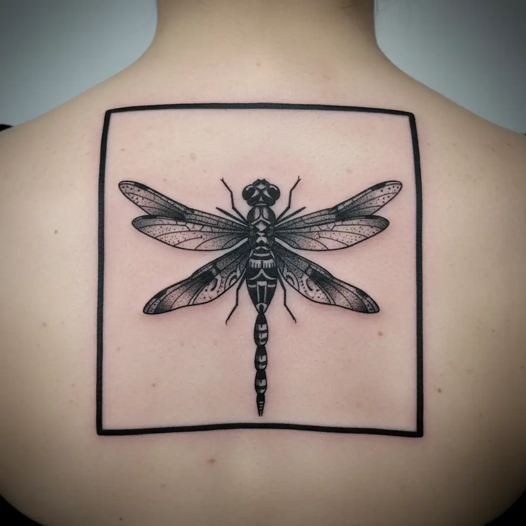 Dragonfly with a bumblebee  tattoo design idea