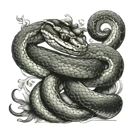 snake gemini sign tattoo design idea