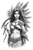 greek goddess artemis full length tattoo design idea