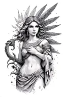 greek goddess artemis full length tattoo design idea