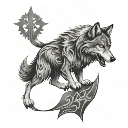Wolf Cross tattoo design idea