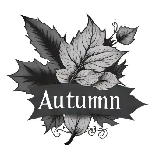 the word Autumn name written tattoo design idea