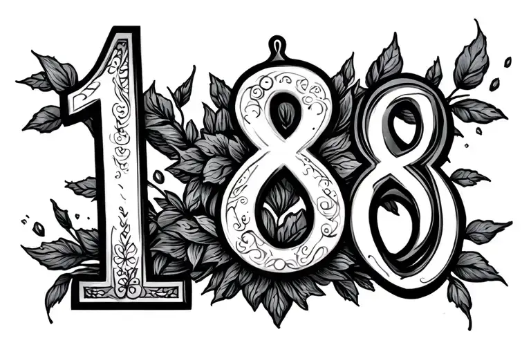 number 18 ankle bracelet tattoo design idea