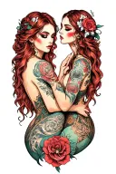 lilith full body and lover out of pandora box tattoo design idea