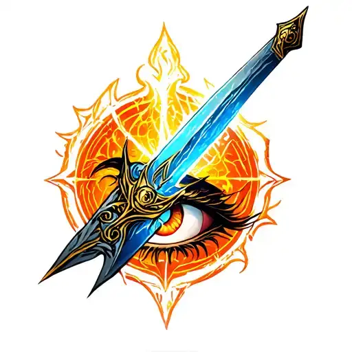 eye of sauron, narsil sword tattoo design idea