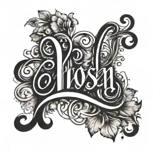 the word 'Chosen' written in cursive with a bit of a fancy touch added to it tattoo design idea