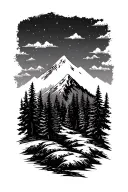 outdoors mountains trees background looking tattoo design idea