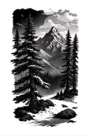 outdoors mountains trees background looking tattoo design idea