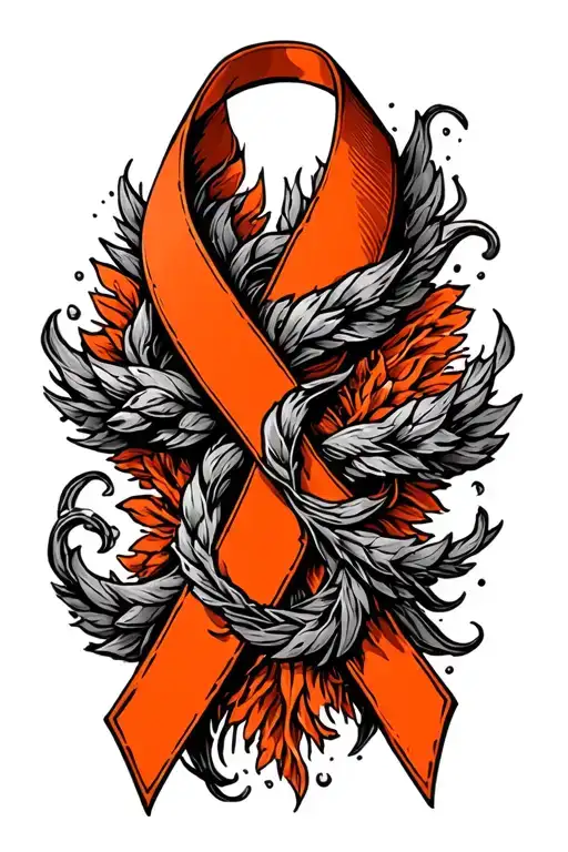 kidney cancer orange ribbon on a design representing roman strength tattoo design idea