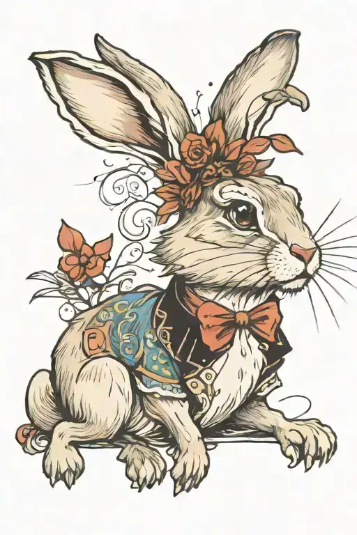 hare from alice in wonderland tattoo design idea