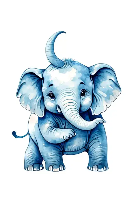 baby elephant playing tattoo design idea