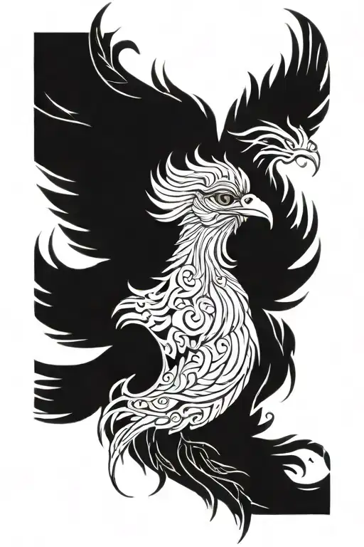 a black phoenix to cover tattoo design idea