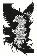 a black phoenix to cover tattoo design idea