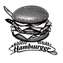 hamburger with knife going through it with the words "sharp hamburger" underneath tattoo design idea