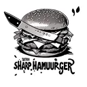 hamburger with knife going through it with the words "sharp hamburger" underneath tattoo design idea