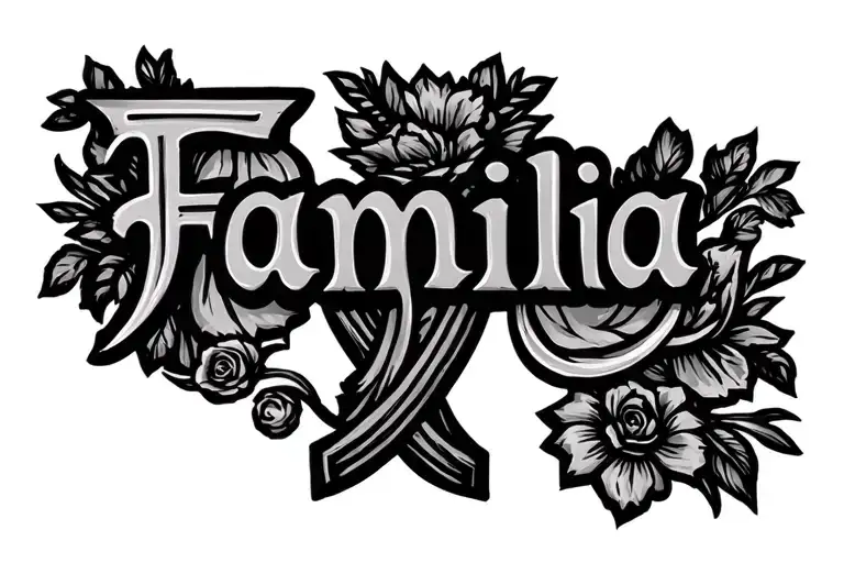 "Familia " portuguese cross surrounded tattoo design idea