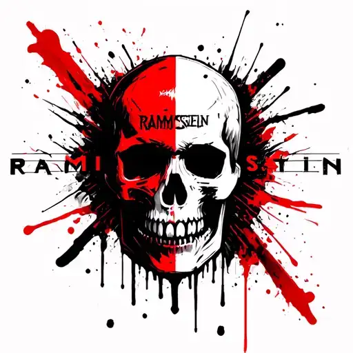 rammstein logo incorporated into the design featuring skull tattoo design idea
