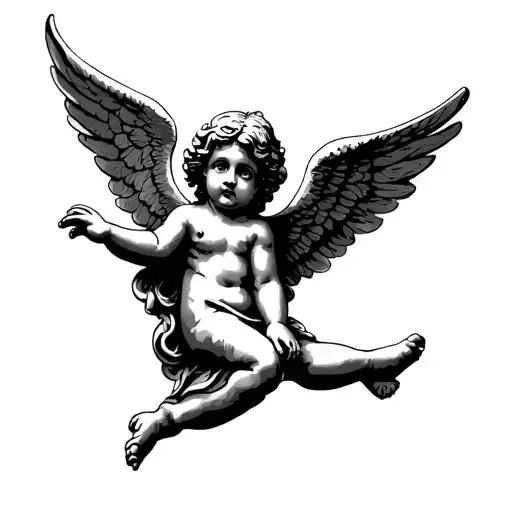 cherub angel holding tattoo design idea