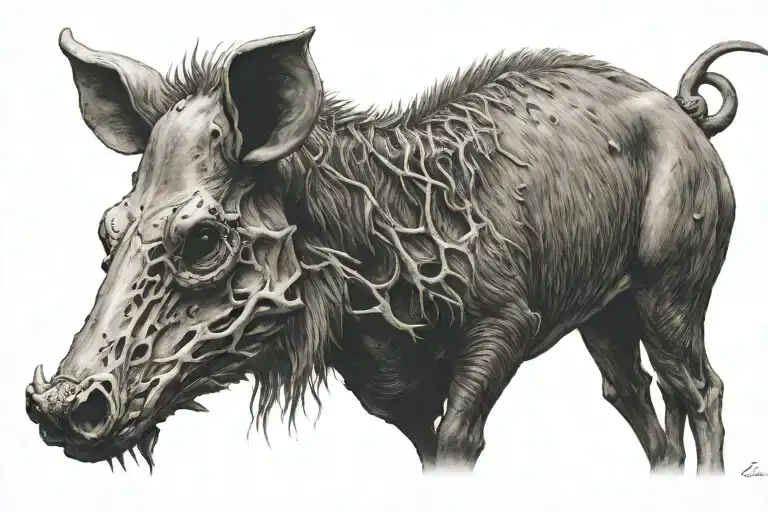 wild boar skull tattoo design idea
