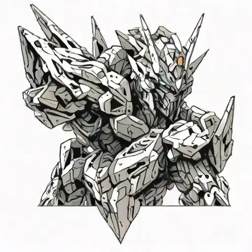 barbatos gundam lupus rex in extreme detail tattoo design idea