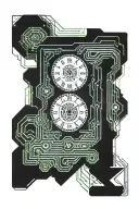 digital clock midnight time with zero in Nordic runes intertwined tattoo design idea