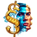 double face, money, dollar sign, diamonds, gold, hustler tattoo design idea
