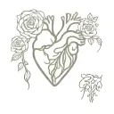 grl pwr written in an anatomical heart tattoo design idea
