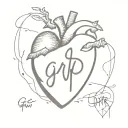 grl pwr written in an anatomical heart tattoo design idea