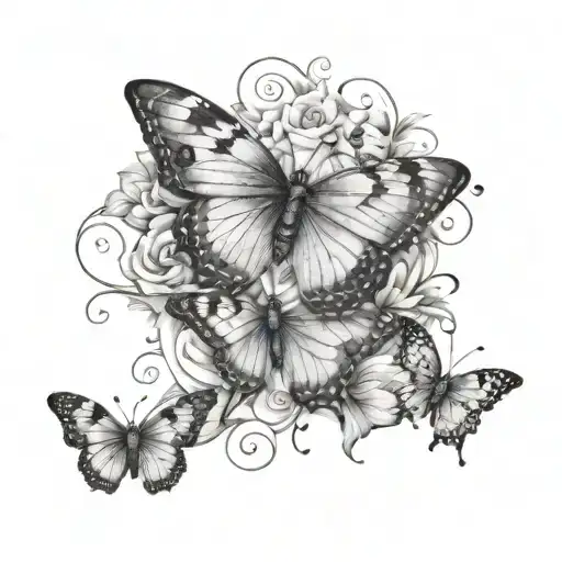 butterflies and "blessed"  tattoo design idea