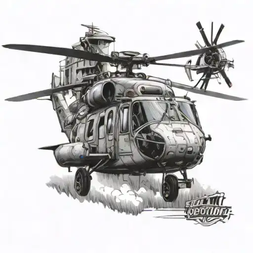 Black Hawk Helicopter tattoo design idea
