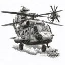 Black Hawk Helicopter tattoo design idea