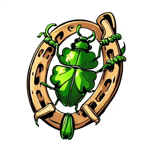 Beetle, four -leaf clover, horseshoe tattoo design idea