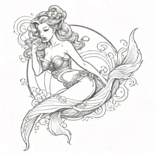 pinup sea tattoo design idea