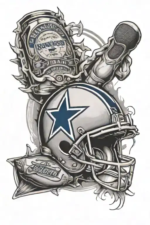 bud light, Dallas cowboys, bowling alley and meat cutter tattoo design idea