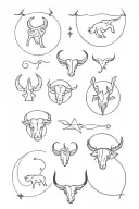 Taurus Sagittarius and Gemini Zodiac tattoo design idea