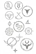 Taurus Sagittarius and Gemini Zodiac tattoo design idea