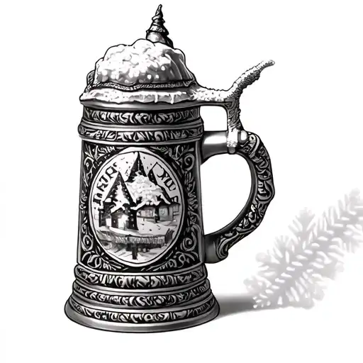 Munich  German beer stein Christmas time tattoo design idea
