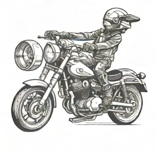 a child dreaming about buying a motorcycle to making it a reality, make it minimalistic, black and white,   tattoo design idea