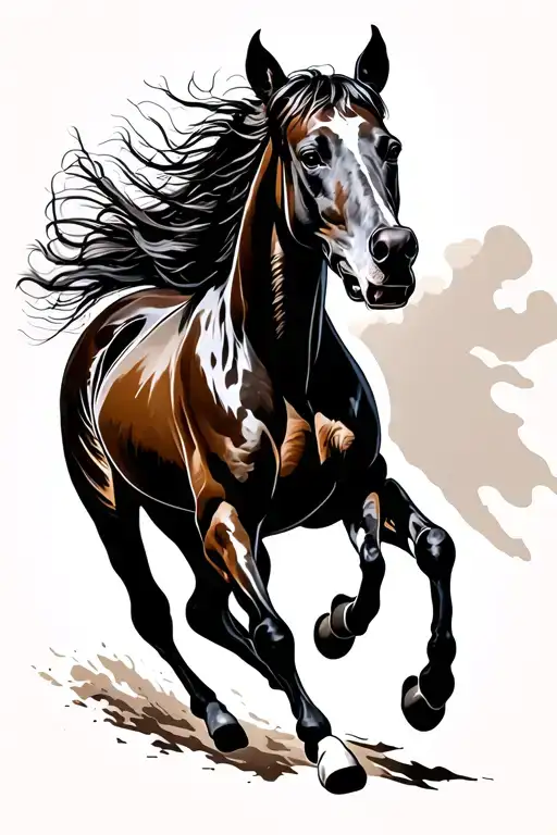 Great Dane and cream palomino horse galloping tattoo design idea