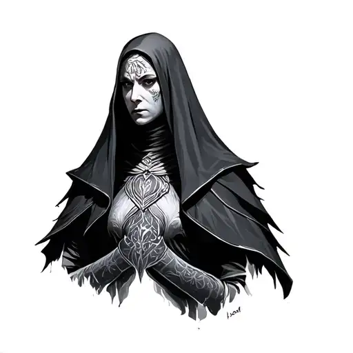 sister friede dark souls 3 full body shaped like tattoo design idea