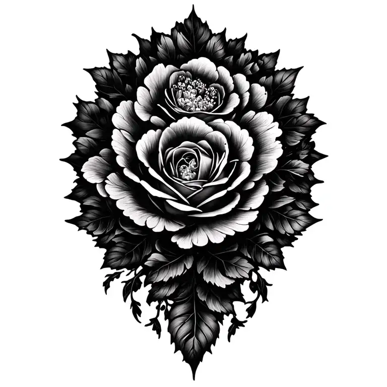 Cherry Blossom, rose intertwined tattoo design idea