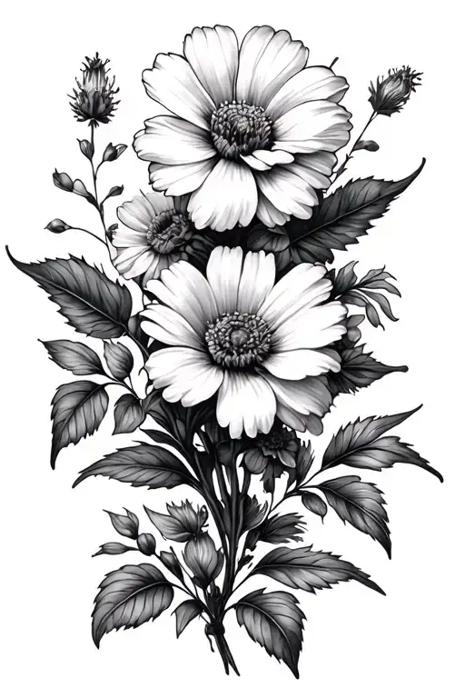 birth flower for January, June, July and February collage  tattoo design idea