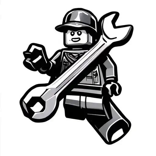 Lego Guy Holding Wrench tattoo design idea