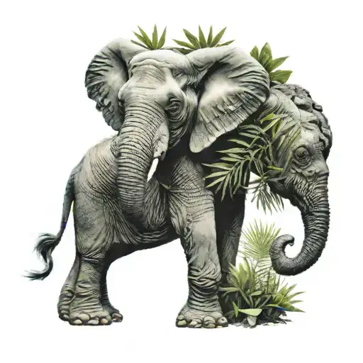 elephant tropical rainforest tattoo design idea