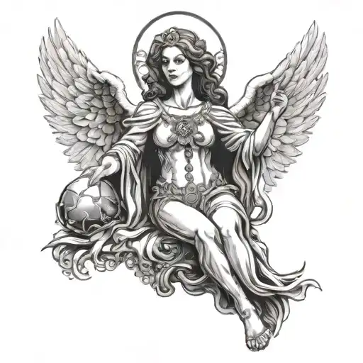 black sabbath henry but female angel, keep the posture tattoo design idea