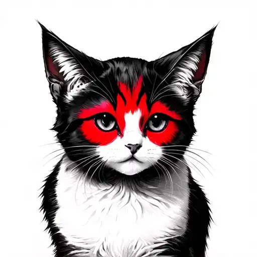 Little kitsin with red makeup mysterious tattoo design idea
