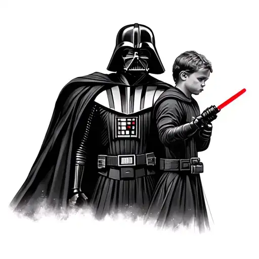 darth vader vs anakin tattoo design idea