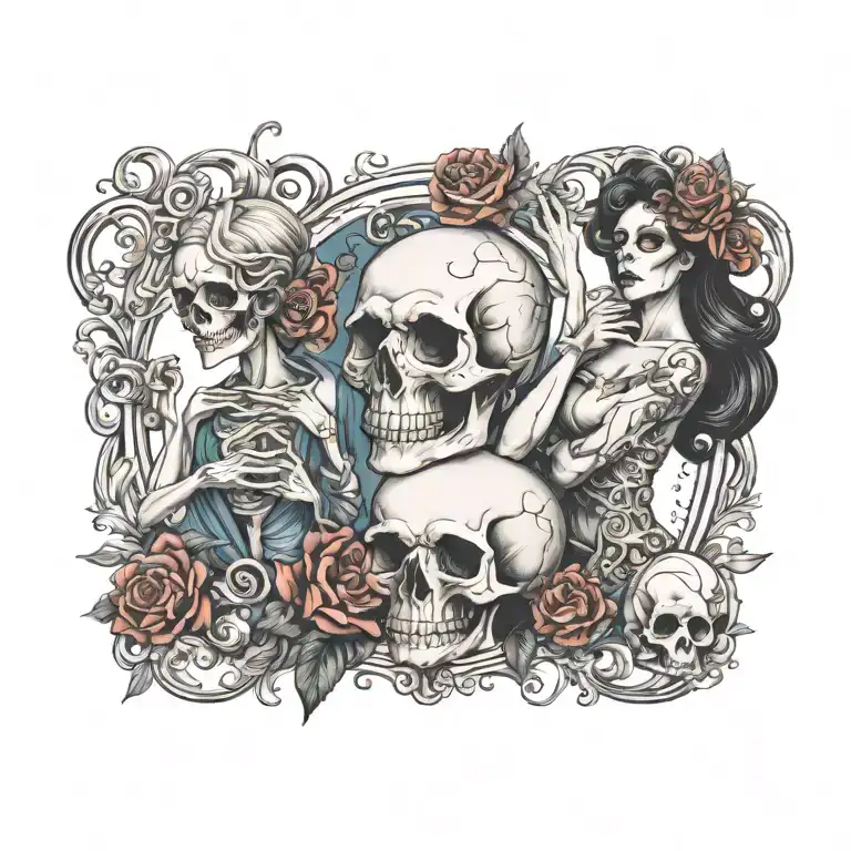 danse macabre renaissance inspired tattoo design idea