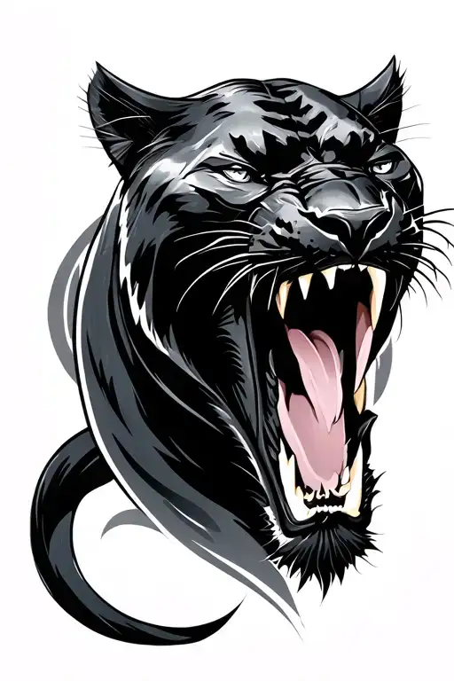black Panther roaring tattoo design idea