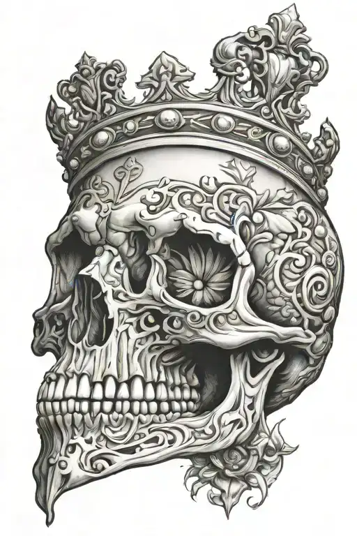 Crown aries skull tattoo design idea